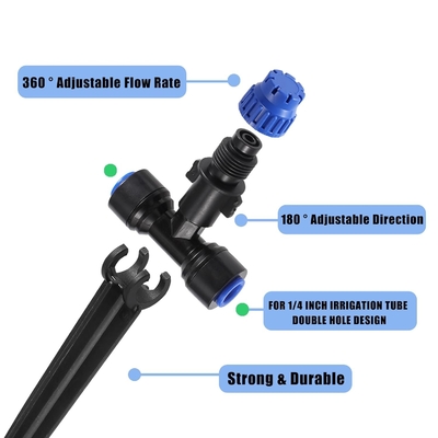 Sistema de água de 360 graus Drippers ajustável para tubulação 1/4 polegada Quick Connect